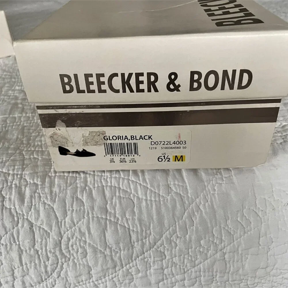 Bleecker & Bond ‘Gloria’ Pointed Toe Leather Flat Black S:6.5 RUNS LARGE